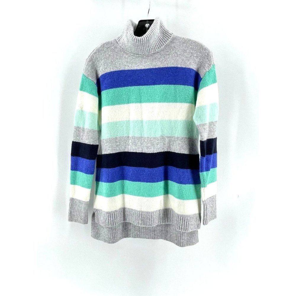 Talbots Petite Women's Striped Knit Long Sleeve Turtleneck Sweater Size P